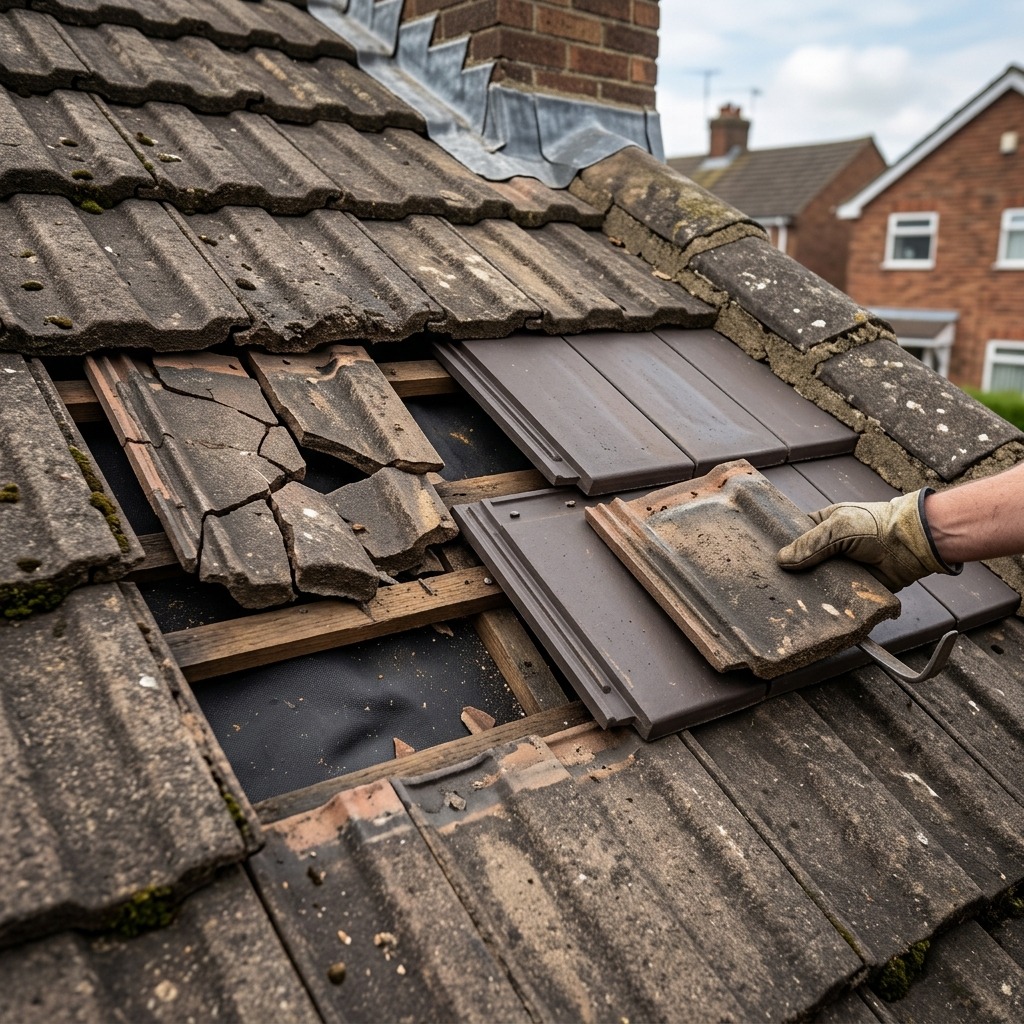 Slate roof repair project