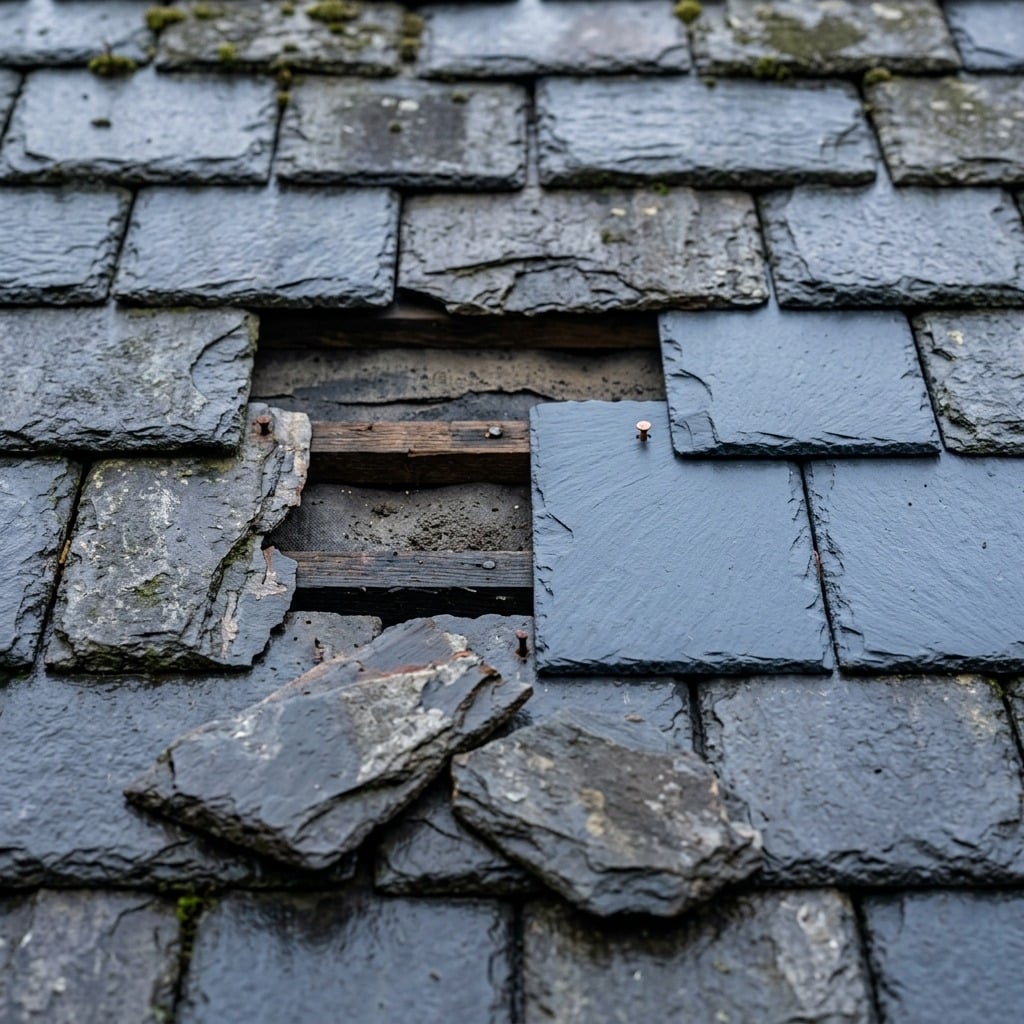 Roof storm damage repair project